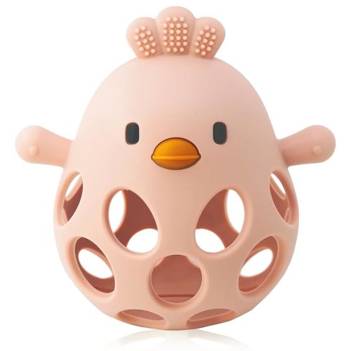 Baby Teething Toy, Easy-to-Grasp Sensory Teether for Infants 3–12 Months, 100% Food-Grade Silicone, Teething Relief & Developmental, BPA Free (Pink)