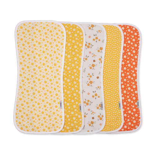 5 Pack Cotton Baby Burp Cloths, Contoured Ultra Absorbent Spit Up Rags, Soft Gentle for Sensitive Skin Newborn Boys Girls