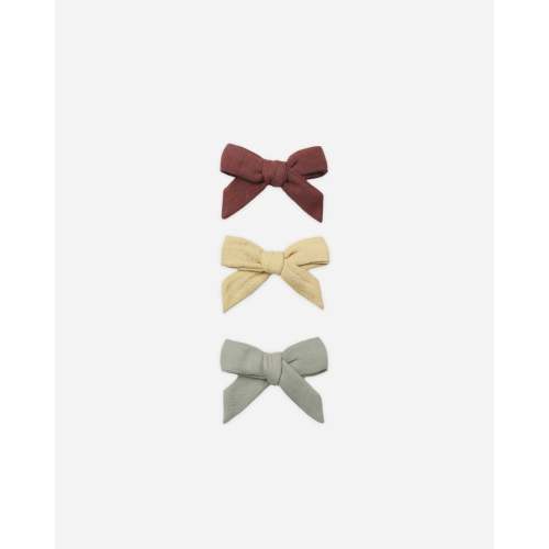 Bow W. Clip, Set Of 3 Black Cherry, Butterscotch, Laurel