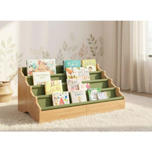 Bamboo Montessori Bookshelf, Kids Toddler Toy Book Storage, Modern Minimalist Nursery Playroom