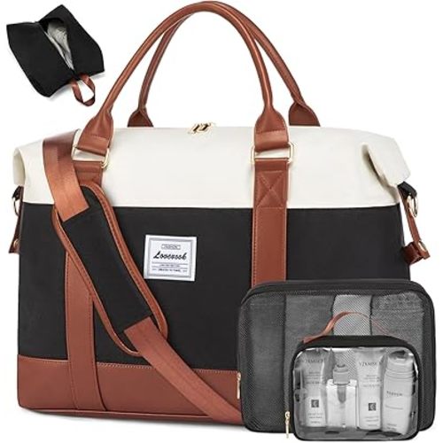 LOVEVOOK Travel Duffle Bag Women,Weekender Bag with Clear Toiletry Bag, Carry on Overnight Bag with Shoe Bag,Hospital Bags for Labor Delivery with Packing Cube