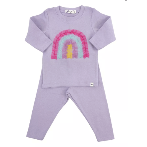 Girls' Bright Tulle Rainbow Applique 2-Piece Tee and Pant Set - Baby