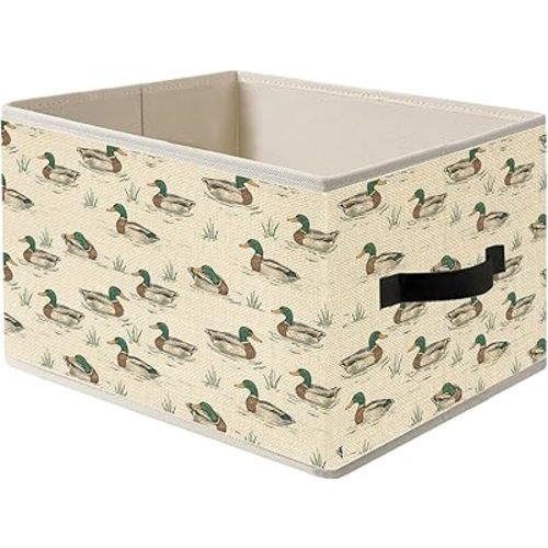 Mallard Duck Kids Storage Bins, Duck Collapsible Fabric Storage Basket Box Organizer for Bedroom Nursery Living Dorm Room Clothes Toys Books, Toybox for Boys Girls Room