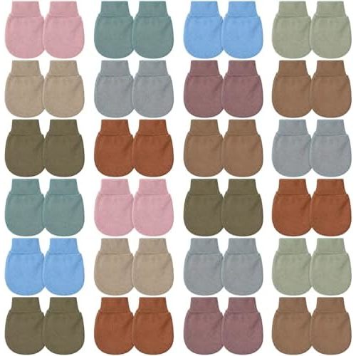 Geyoga 24 Pairs Newborn Baby Mittens No Scratch Mittens Soft Elastic Infant Baby Gloves for 0-6 Months Boy Girl
