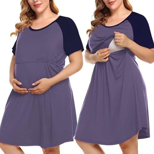 MONNURO Women's Plus Size Labor and Delivery Gown Nursing Nightgown Maternity Sleepwear Dress for Breastfeeding