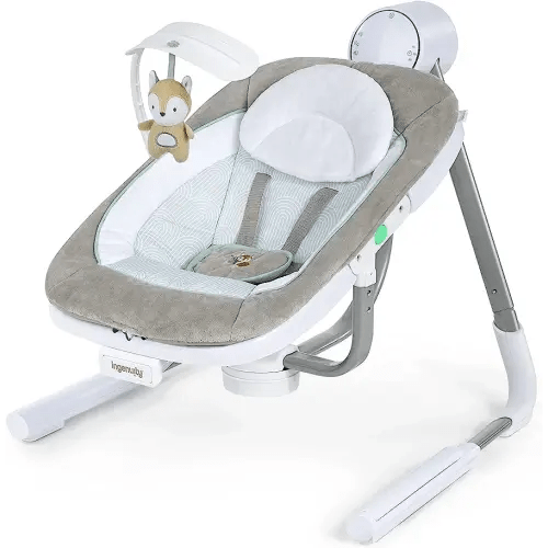 Ingenuity Anyway Sway 5-Speed Multi-Direction Portable Foldable Baby Swing & Infant Seat with Vibrations, Nature Sounds, 0-9 Months 6-20 lbs (Ray)