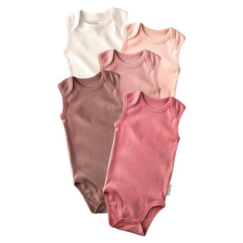 Sam Assorted 5-Pack Sleeveless Organic Cotton Bodysuits, 0-3M