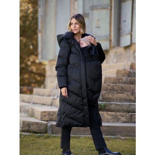 Seraphine Black Long 3-In-1 Maternity & Babywearing Puffa Coat