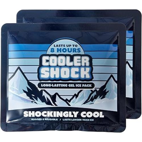 Cooler Shock Reusable Ice Packs for Cooler - Long Lasting Cold Freezer Packs for Coolers and Lunch Boxes - Cooler Ice Packs for Camping Gear, Fishing, Road Trips, Beach Must Haves