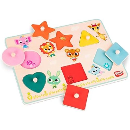 B. Toys – Wooden Peg Puzzle – Puzzle for Kids – Shapes, Colors, Animals – Wooden Toys for Toddlers, Kids – 18 Months + – Shapely Color Puzzle