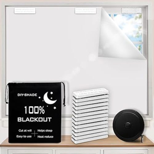 100% Blackout Curtains for Bedroom,Magnetic Blackout Blind Window Shades Black Out Window Cover for Living Room,Cut to Any Size/Shape (White,118"x57")