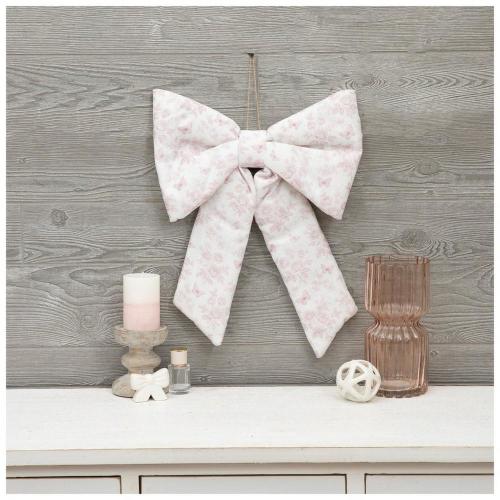 White & Pink Floral Bow Wall Decor