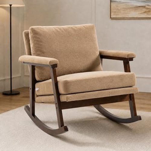 Nursery Rocking Chair for Adults and Small Spaces, Khaki