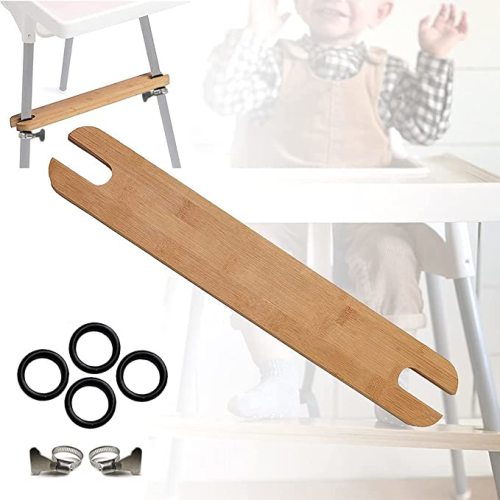High Chair Footrest, Adjustable Height Natural Bamboo Baby Highchairs Pedal, Suitable for IKEA Antilop High Chair Footstool (A)