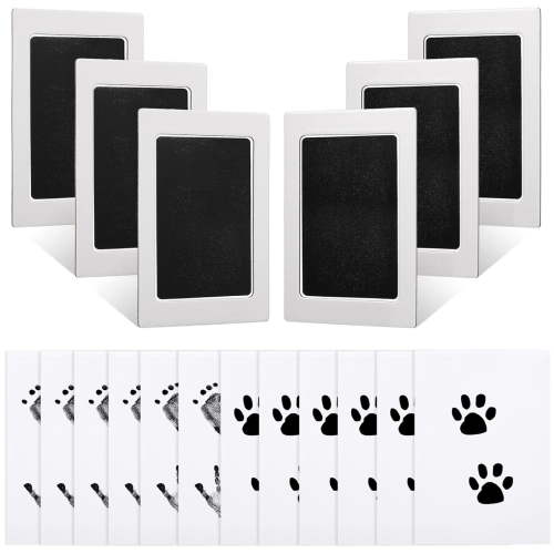 Square Baby Footprint Kit Hand Footprint Kit Dog Paw Print Kit Clean Touch Ink Pad Inkless Hand and Footprint Kit Handprint Kit Baby Registry Search with 6 Ink Pads and 12 Imprint Cards