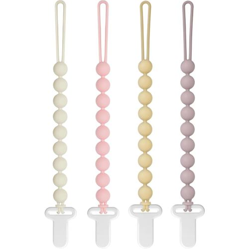 Pacifier Clips Baby Girls - Draklary 4 Pack Paci Clip Silicone Soothe Baby Binky Holder for Newborn Essentials Shower Birthday Gift Scenes