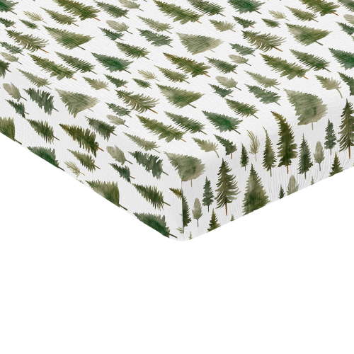 Sweet Jojo Designs Woodland Pine Tree Boy or Girl Gender Neutral Unisex 100% Cotton Muslin Fitted Crib Sheet