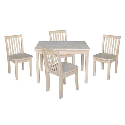 International Concepts Table With 4 Mission Juvenile Chairs, Unfinished