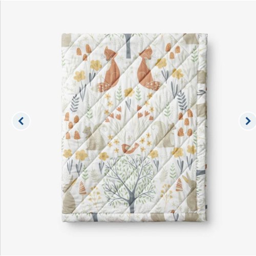 Forest Animals Classic Cool Organic Cotton Percale Quilted Reversible Sherpa Stroller Blanket
