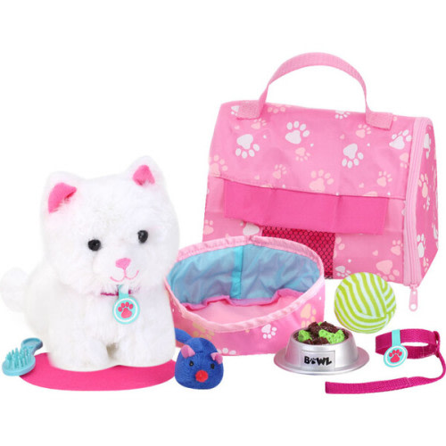 18'' Doll White Kitten & Carrier Set, Pink - Sophia's by Teamson Kids | Maisonette