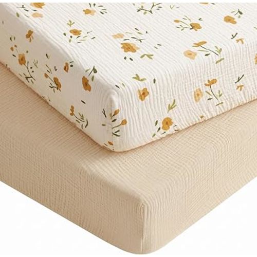 Muslin Crib Sheets for Baby Boys & Girls, 2 Pack, 52"x28"