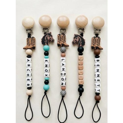Personalized Pacifier Clips, Baby Shower Gift, Western cowboy/cowgirl baby