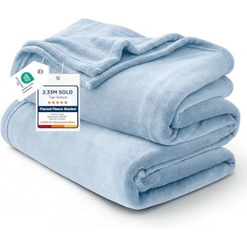 Bedsure GentleSoft Fleece Throw Blanket for Couch Light Blue - Lightweight Plush Fuzzy Cozy Soft Blankets and Throws for Sofa, 50x60 inches