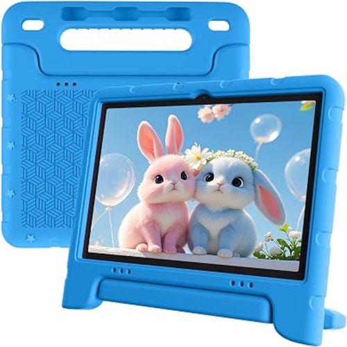 EDDBNi Kids Tablet Android 15 Tablet 10 inch Kids Tablets with Case Quad Core 64GB Dual Camera Parental Controls 2.4G WiFi Educational Tablets