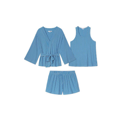 LAKE | Women | DreamModal® Pajamas | Cape Pencil Stripe Kimono Shorts Bundle