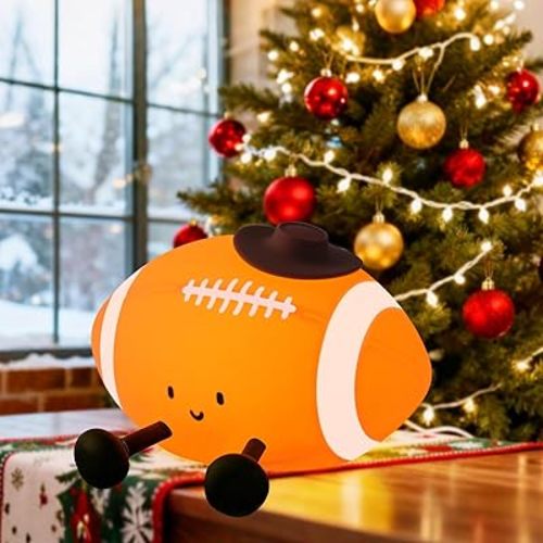 YISUN Football Night Light, Soft Silicone Nursery Night Lamp, Rechargeable Dimmable Rugby Night Lights with Timer, Cute Night Lights for Kids Room Decor Birthday Christmas Gifts