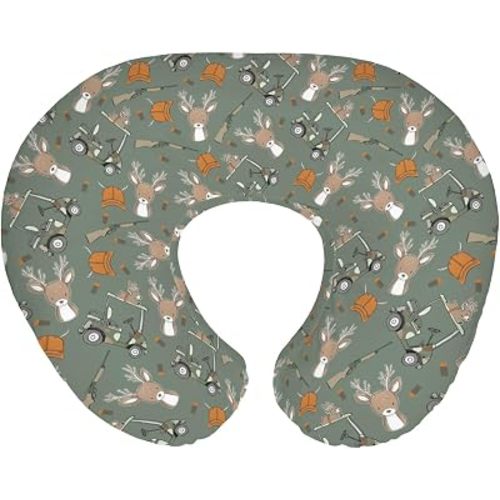 Boys Kids Hunting Baby Nursing Pillow Covers for Boy Girl Camouflage Deer Hunting Nursing Pillowcase for Breastfeeding Pillows Animal Hunt Hunter Soft Stretchy Slipcovers for Newborn Infant Green
