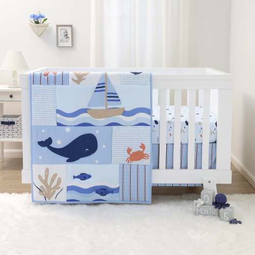 Crib Bedding Set for Baby Boys, Nautical Patch, 3 Pieces