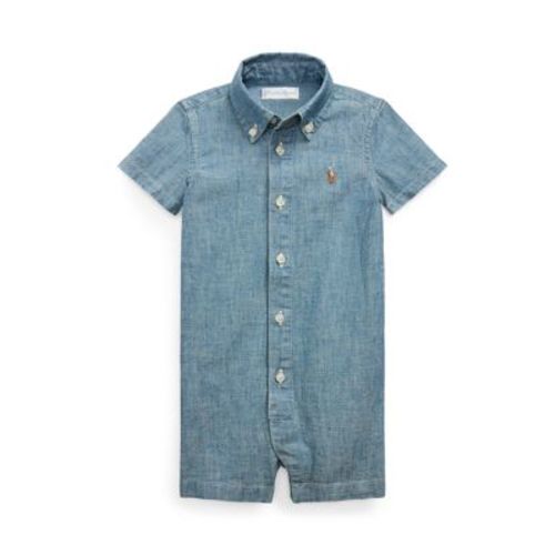 Baby Boys Indigo Cotton Chambray Shortall