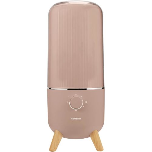 Homedics Ultrasonic Humidifier, Bedrooms and Home Offices, 0.97-Gallon Tank, 45-Hour Runtime, Visible Ultra-Quiet Cool Mist, Aromatherapy, Demineralization Cartridge, Night-Light, Auto-Off, Taupe