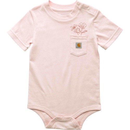 Girls' Short Sleeve Flower Pocket Bodysuit (Infant)