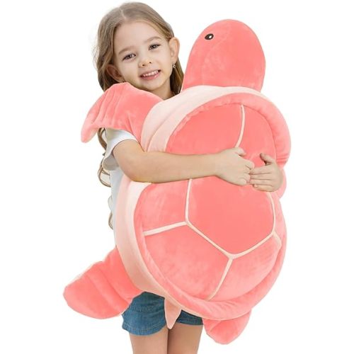 28" Soft Plush Sea Turtle Stuffed Animals Plush Pillow Toys, Large Turtles Plushies,Gift for Kids Boys Girls, Birthday-Pink
