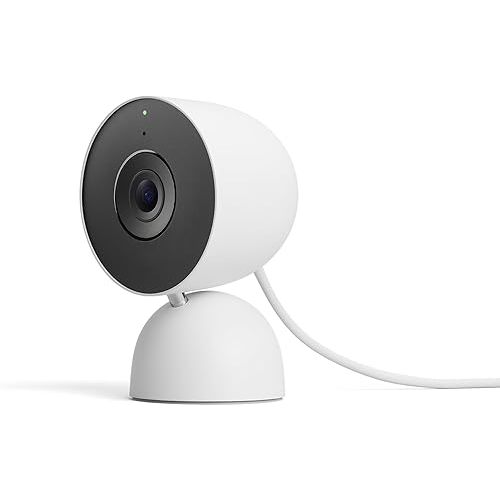 Google Nest Cam Indoor (Wired, 3rd Gen) - Security Camera with 2K Video and Gemini, Night Vision, 2-Way Audio, Works with Google Home - 2025 Model - Snow