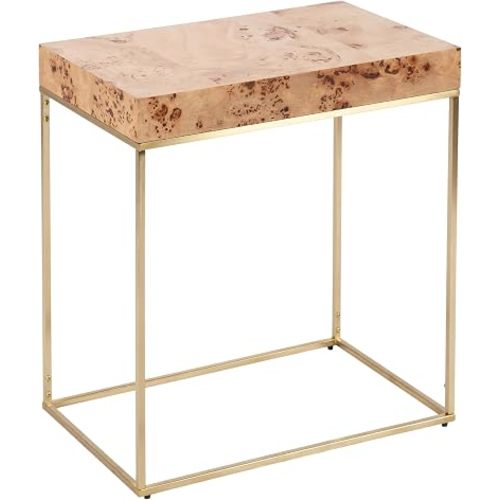 Kate and Laurel Karlsen Modern Wood and Metal Burlwood Side Table, 22 x 14 x 24, Burlwood and Gold, Rectangle End Table for Use as Wooden Bedroom Nightstand or Entryway Table Option