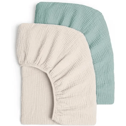 Lulu Moon Muslin Crib Sheets - Fitted Crib Mattress Sheets for Boys and Girl - 28"x 52", 2 Pack