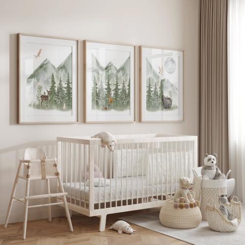 Green Mountain Nursery Art Prints: Woodland Animals, Set of 3