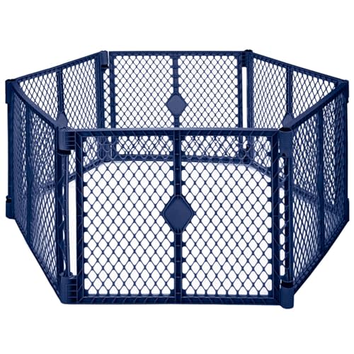 Toddleroo by North States - Superyard Baby Play Yard: Freestanding 6 Panel Baby Playpen - Indoor or Outdoor Use - Made in USA - Encloses Up to 18.5 Square Feet - 26 Inches Tall - Navy