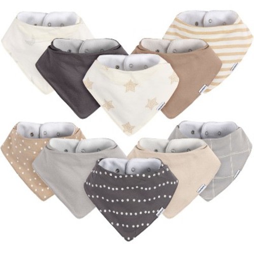 Gerber Unisex Baby Bandana Bibs - One Size Fits Most - 10-Pack, Color: Gray, Size: one size