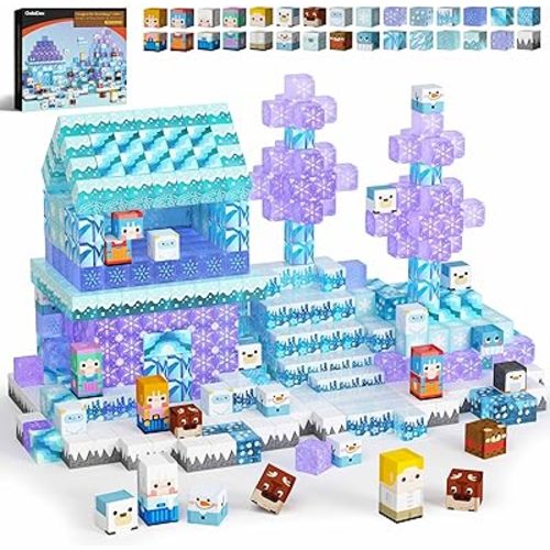 GobiDex 100PCS Magnetic Blocks Magnet Building Toys, Princess Castle Toys for Girls, Upgraded STEM Sensory Birthday Gift for Kids Age 3+ Years Old