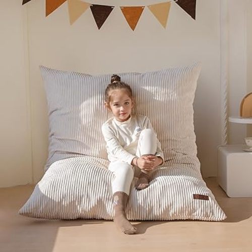 MAXYOYO 3 in 1 Kids Bean Bag Chair Bed, Convertible Chair Folds from Bean Bag to Lounger, Child Floor Sofa for Gaming, Reading, Floor Mattress with High-Density Foam Filling