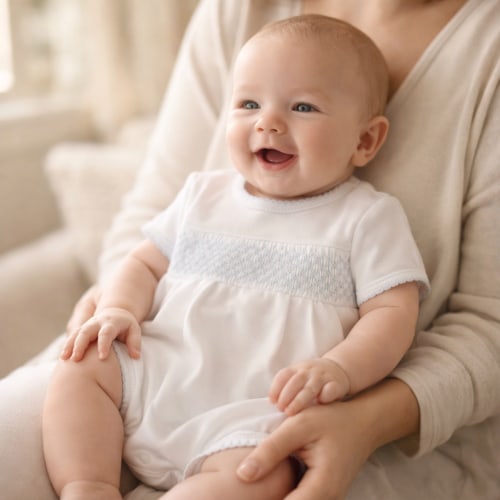 Baby Boy Blue Smocked Bubble - Soft Pima Cotton - Magnolia Baby