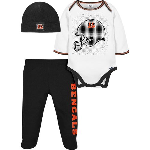 Gerber Unisex Baby NFL Team Footed Pant and Bodysuit Gift Set - 0-3 Months - Bengals (3-pack)
