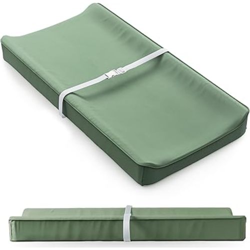 Soft Baby Diaper Changing Pad with Cotton Cover - Waterproof Changing Table Topper with Washable Cover and Safety Straps Fits All Standard Dressers - The Perfect Pad for Your Baby Girl or Boy
