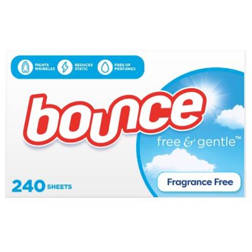 Bounce Fabric Softener Sheets - Free & Gentle - 240ct: Box, Dermatologist Tested, Sensitive Formula, Bleach-Free