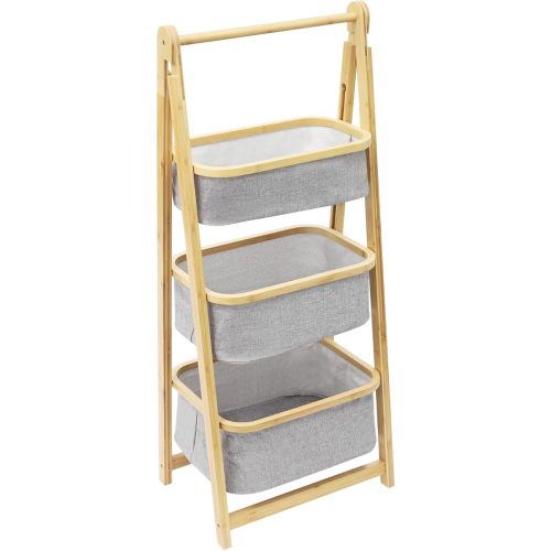 Tiered Basket Shelf Vertical Hamper Basket Sorting Laundry Baskets 3-Tiered Laundry Hamper Wooden Sorting Organizer for Fruit Vegetable Kitchen A-shape