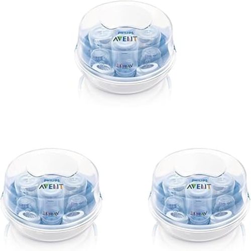 Philips AVENT Microwave Steam Sterilizer for Baby Bottles, Pacifiers, Cups and More, SCF281/05 (Pack of 3)